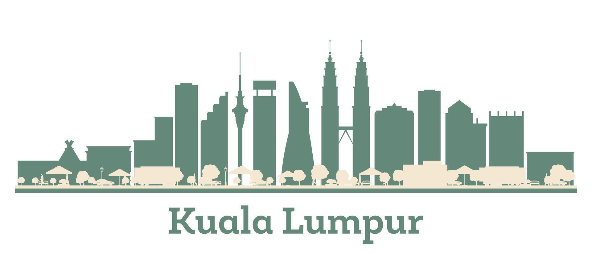Abstract Kuala Lumpur city Skyline silhouette with Color Buildings. Business travel and tourism concept with modern architecture. Kuala Lumpur cityscape with landmarks. vector