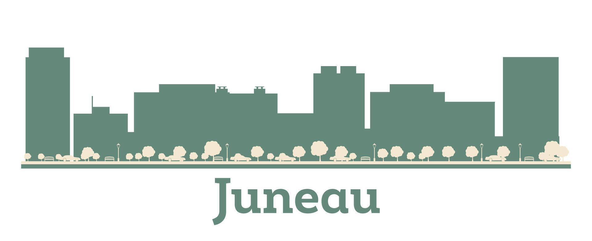 Abstract Juneau Alaska city Skyline silhouette with Color Buildings. Business travel and tourism concept with modern architecture. Cityscape with landmarks. vector