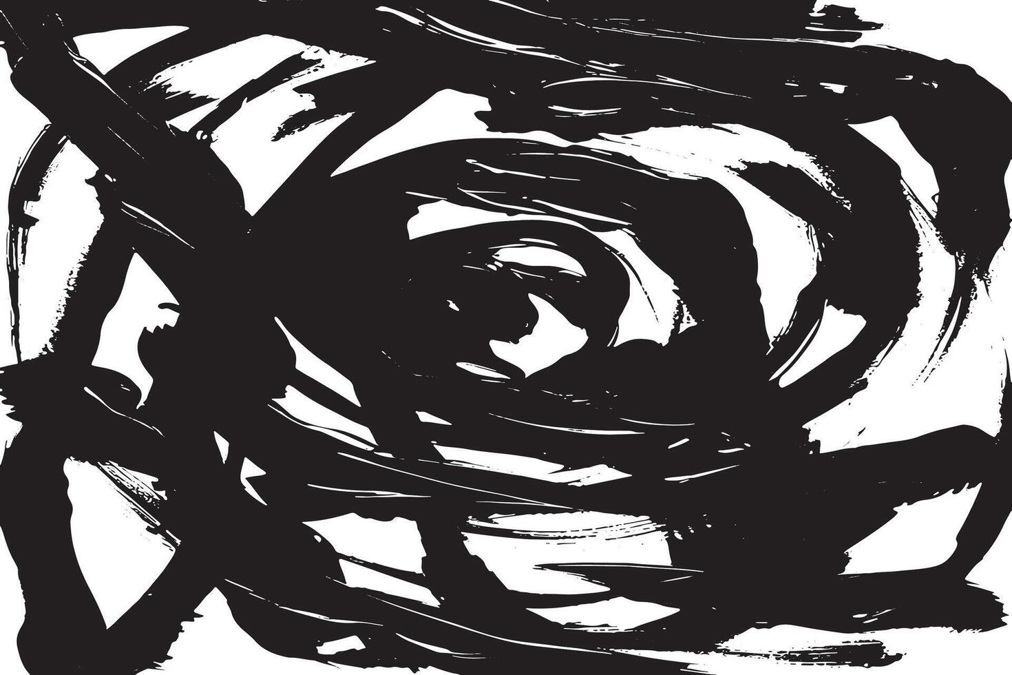 Abstract Black Brush Strokes Texture Overlay on White Monochrome Background Design vector