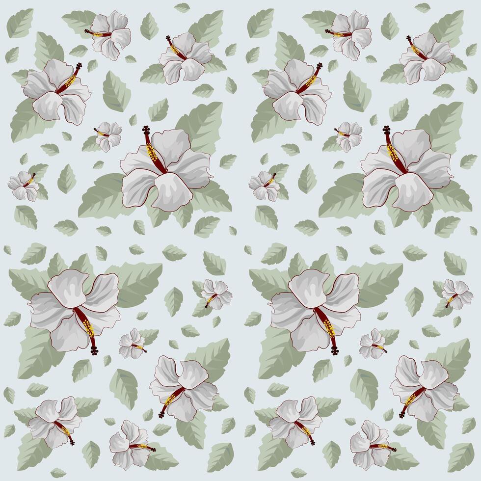 white hibiscus pattern vector