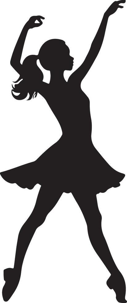 Girl Dancing Silhouette on White Background vector