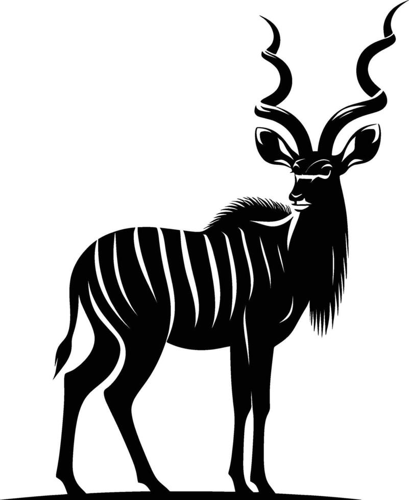 Kudu Silhouette on White Background vector