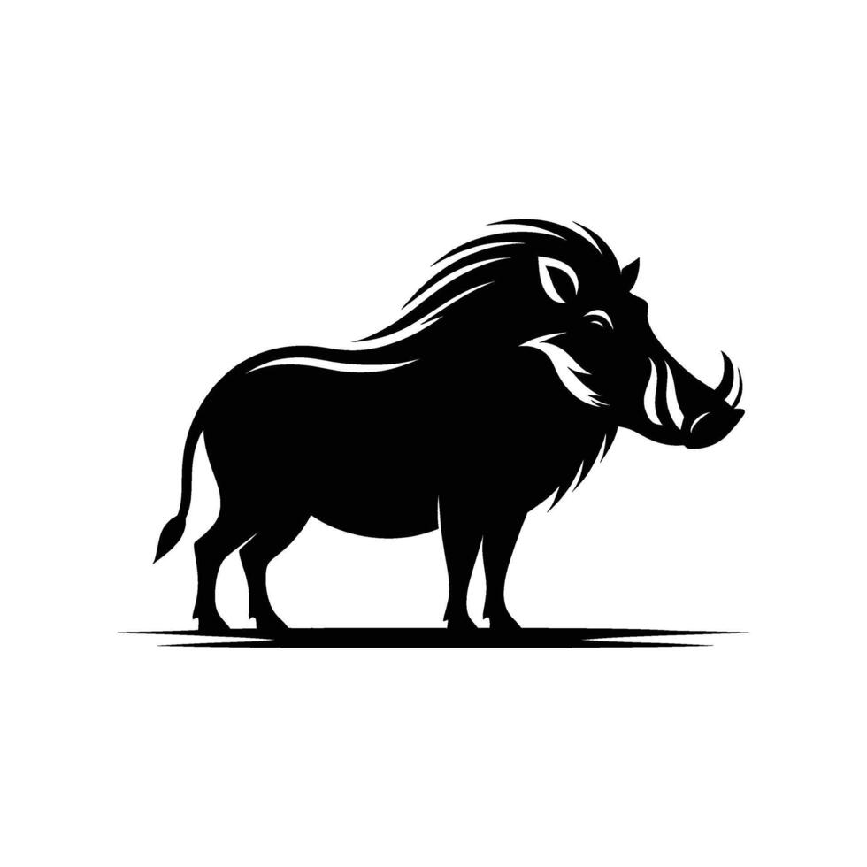 Warthog Silhouette on White Background vector