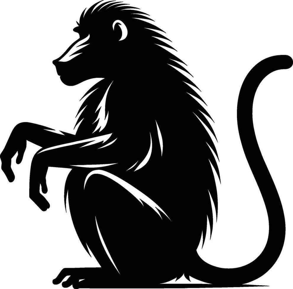 Baboon Silhouette Against White Background vector