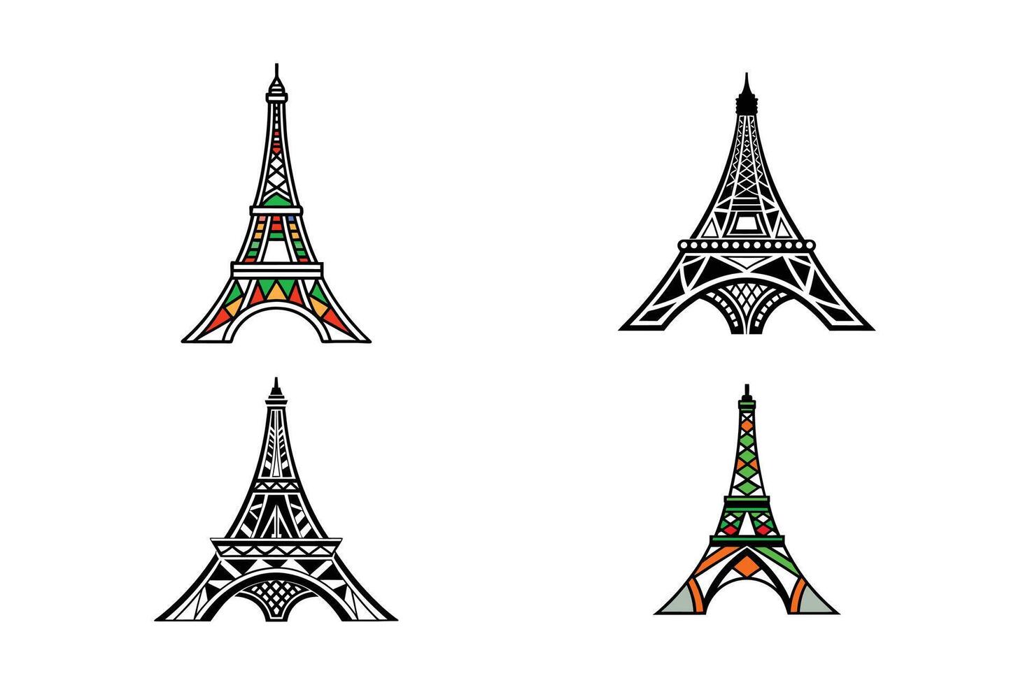 a stylized colorful depiction of a Eiffel tower vector