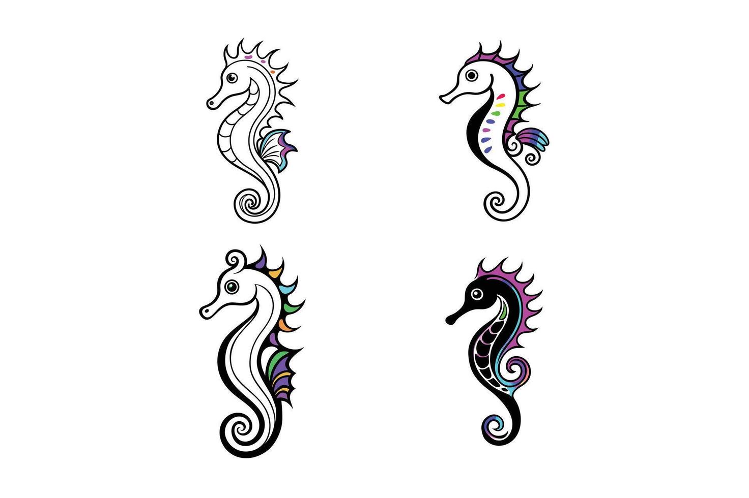 a stylized depiction of seahorse standing on a lotus vector