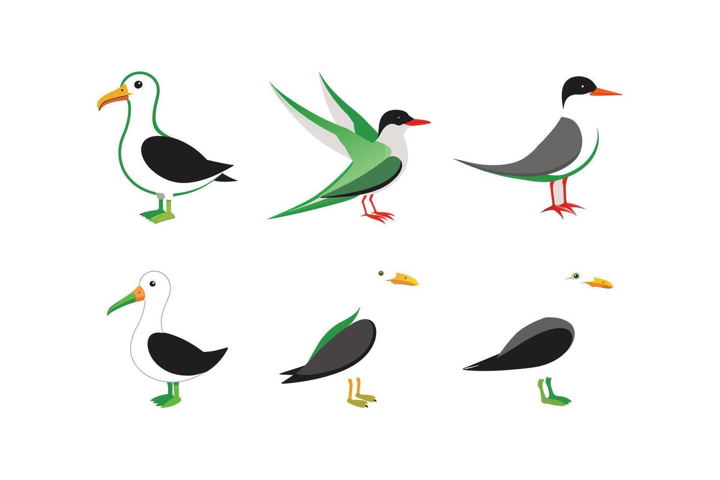 albatross, tern, seagull birds icon art image vector