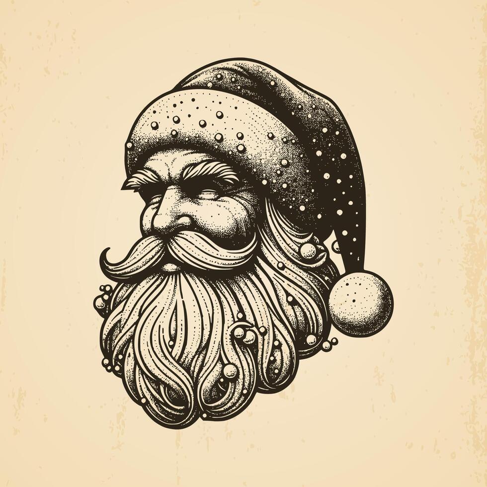 Hand drawn Santa Claus vintage illustration isolated background vector