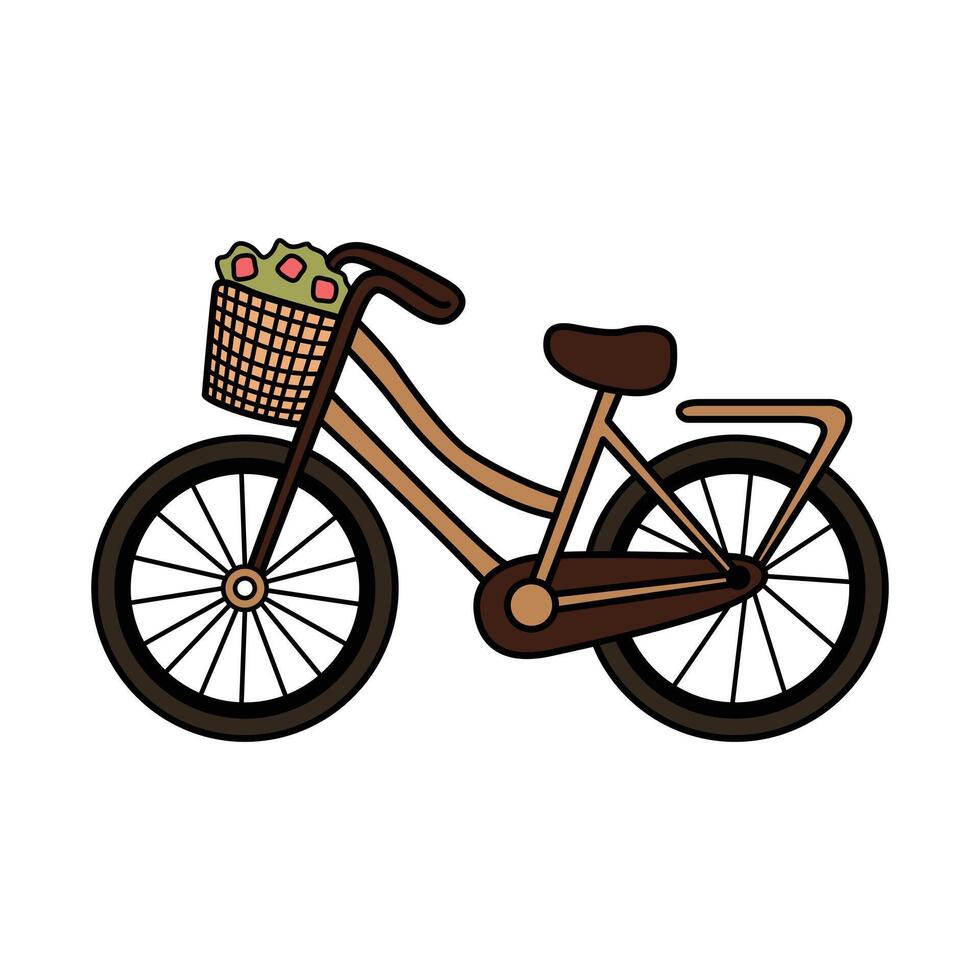 Charming Bicycle with Basket Clip Art for Designs vector