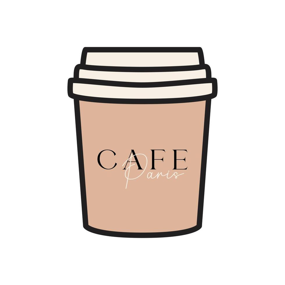 Stylish Cardboard Cup of Coffee Clip Art for Cafe Designs vector