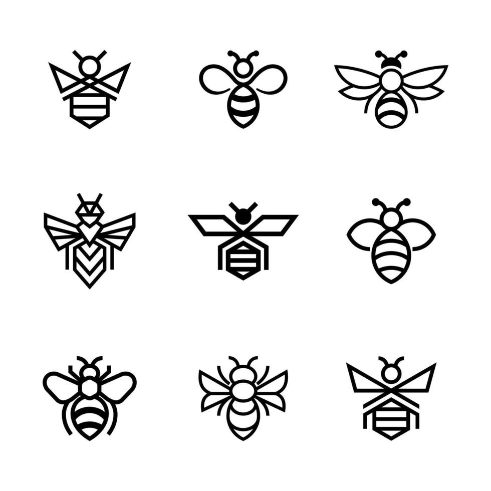 Bee icon set animal vector