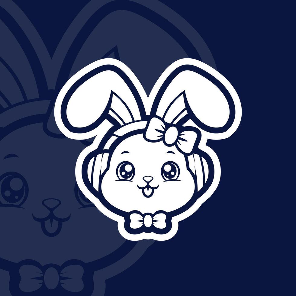 Cute bunny with headphone mascot esport illustration vector