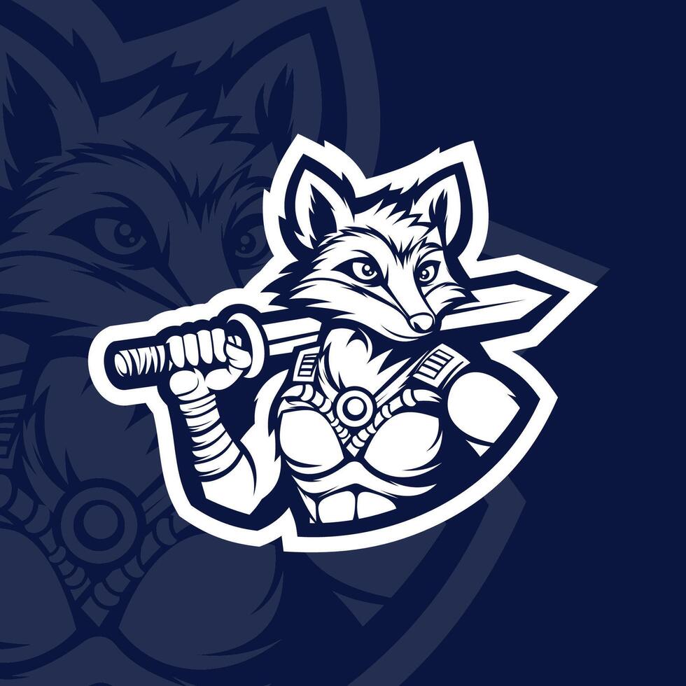 Fox with armor mascot esport logo design vector