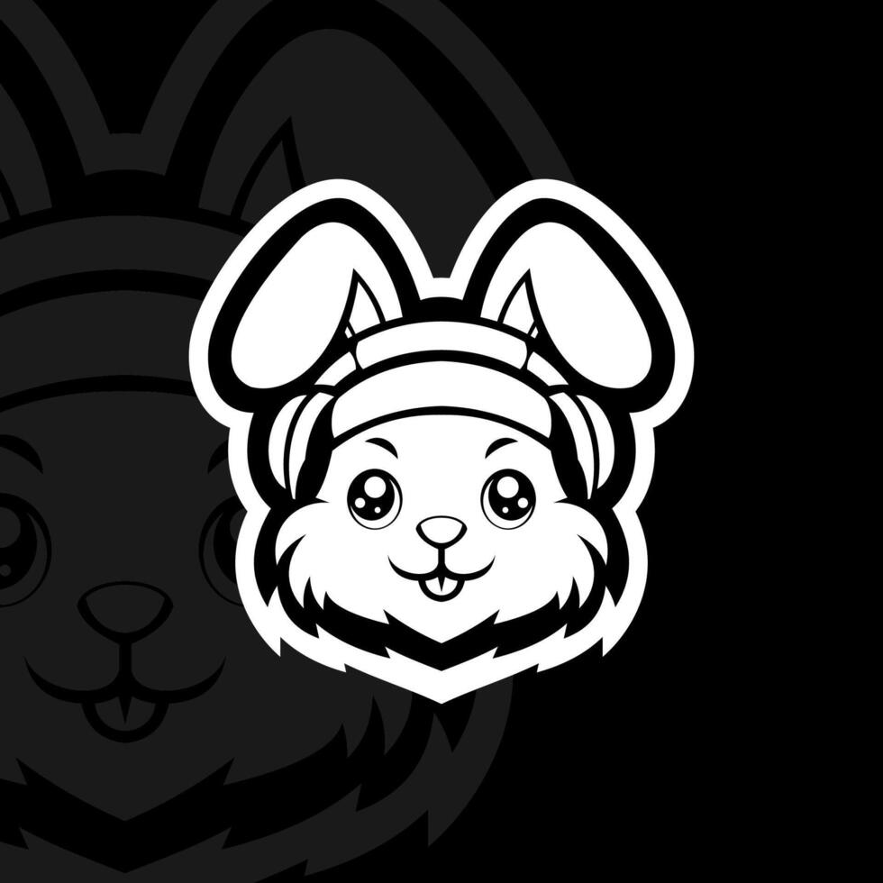 Cute bunny with headphone mascot esport illustration vector
