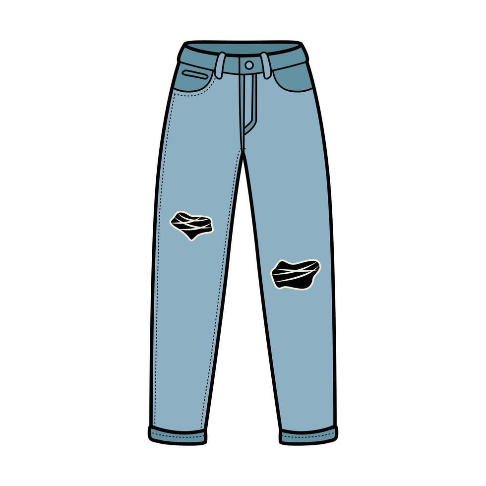Trendy Jeans Clip Art for Fashion and Apparel Designs vector