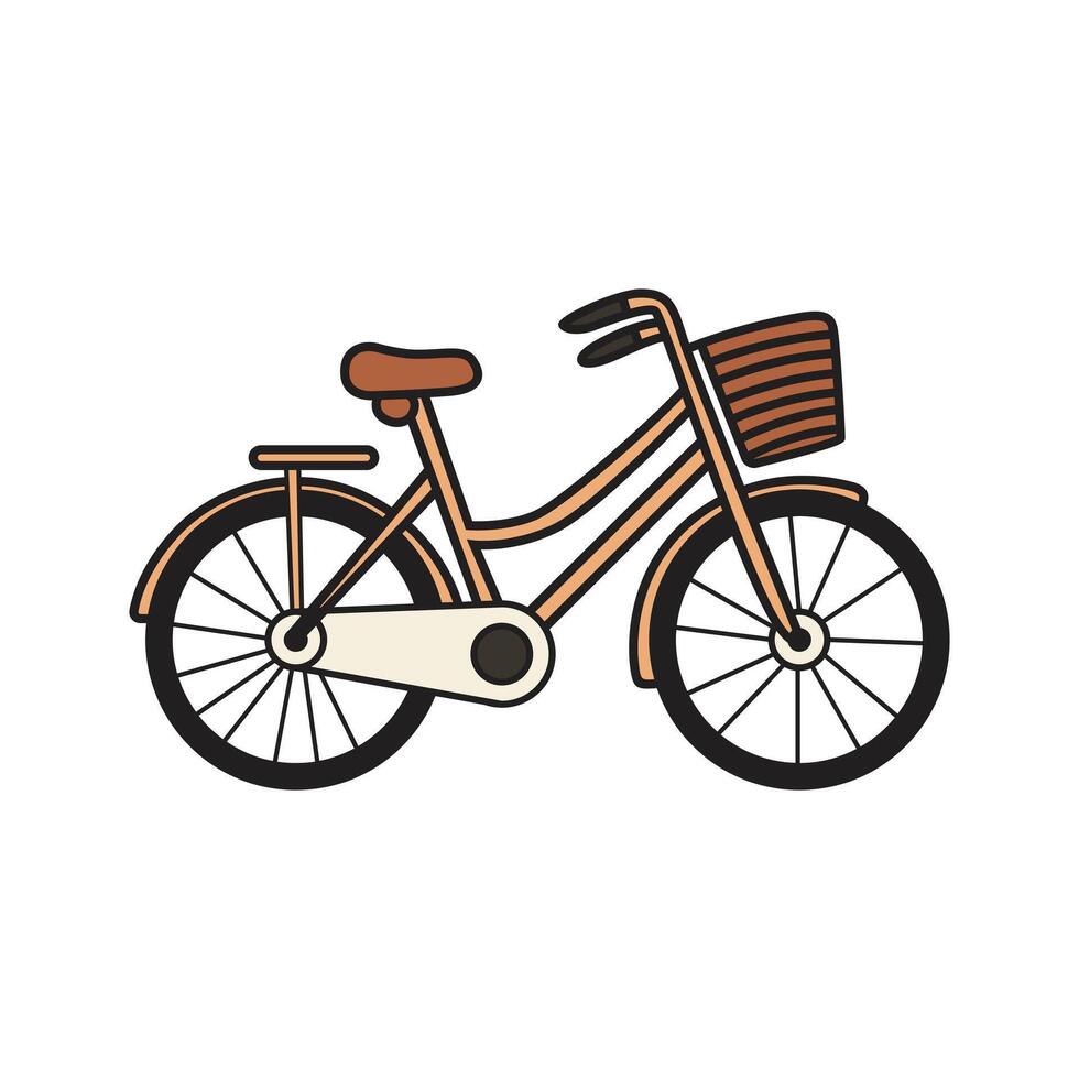 Charming Bicycle with Basket Clip Art for Designs vector