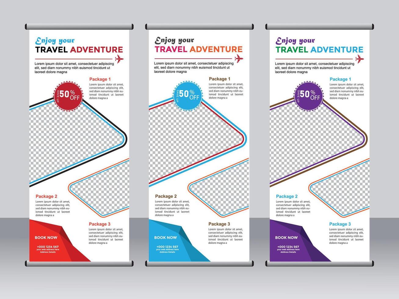 Travel Tourism Roll up Banner Signage Banner Template Design vector