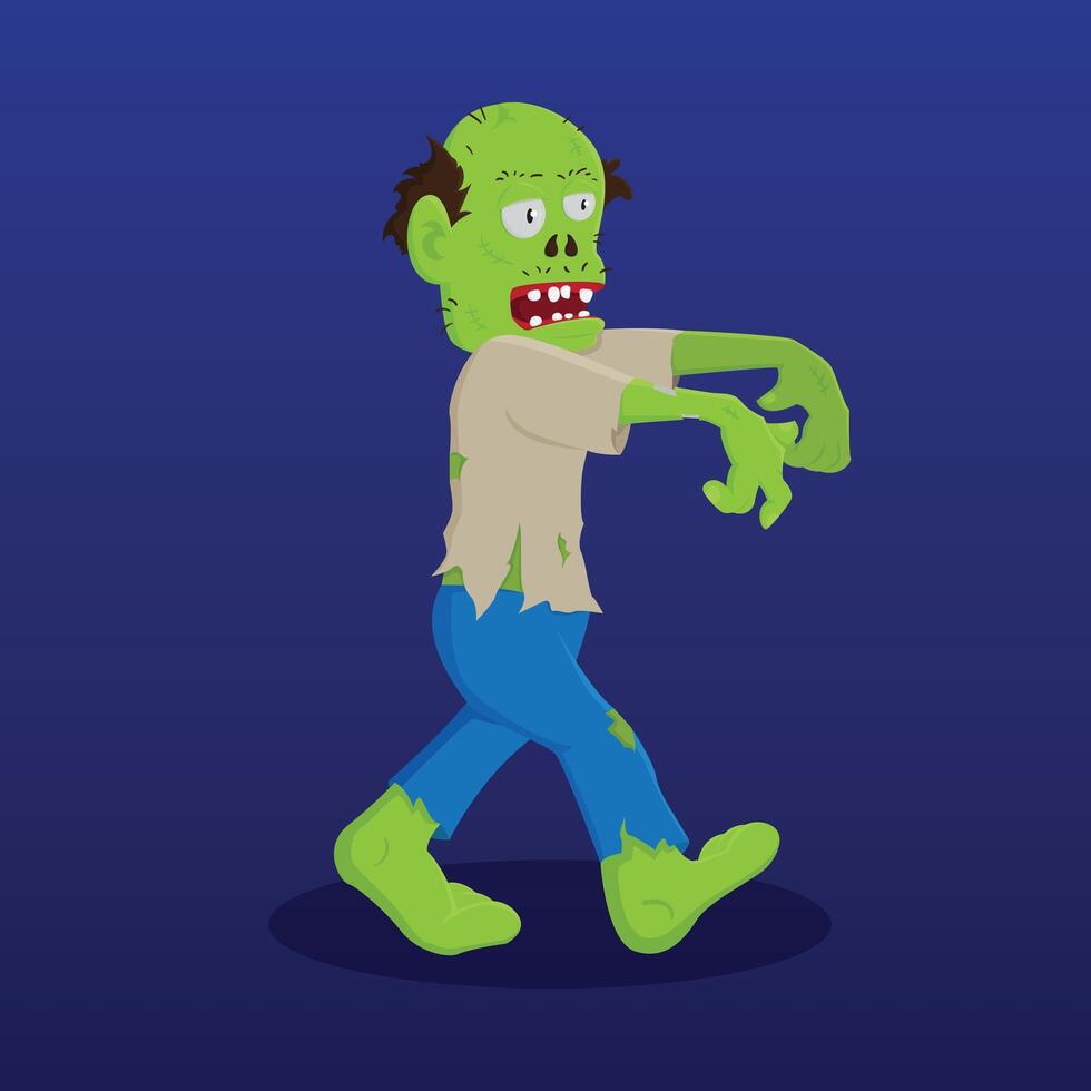 zombie character full body cartoon illustration design for decorate halloween ghost festival vector