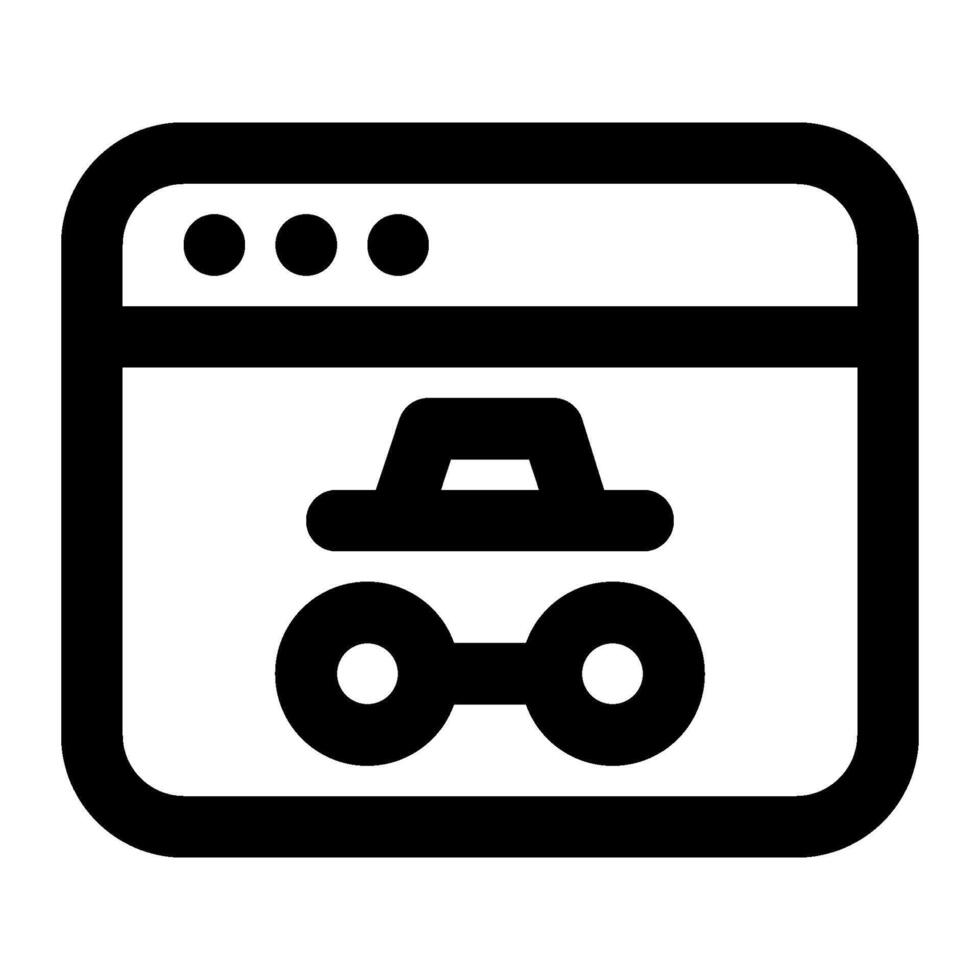 A black and white icon of a car on a computer screen vector