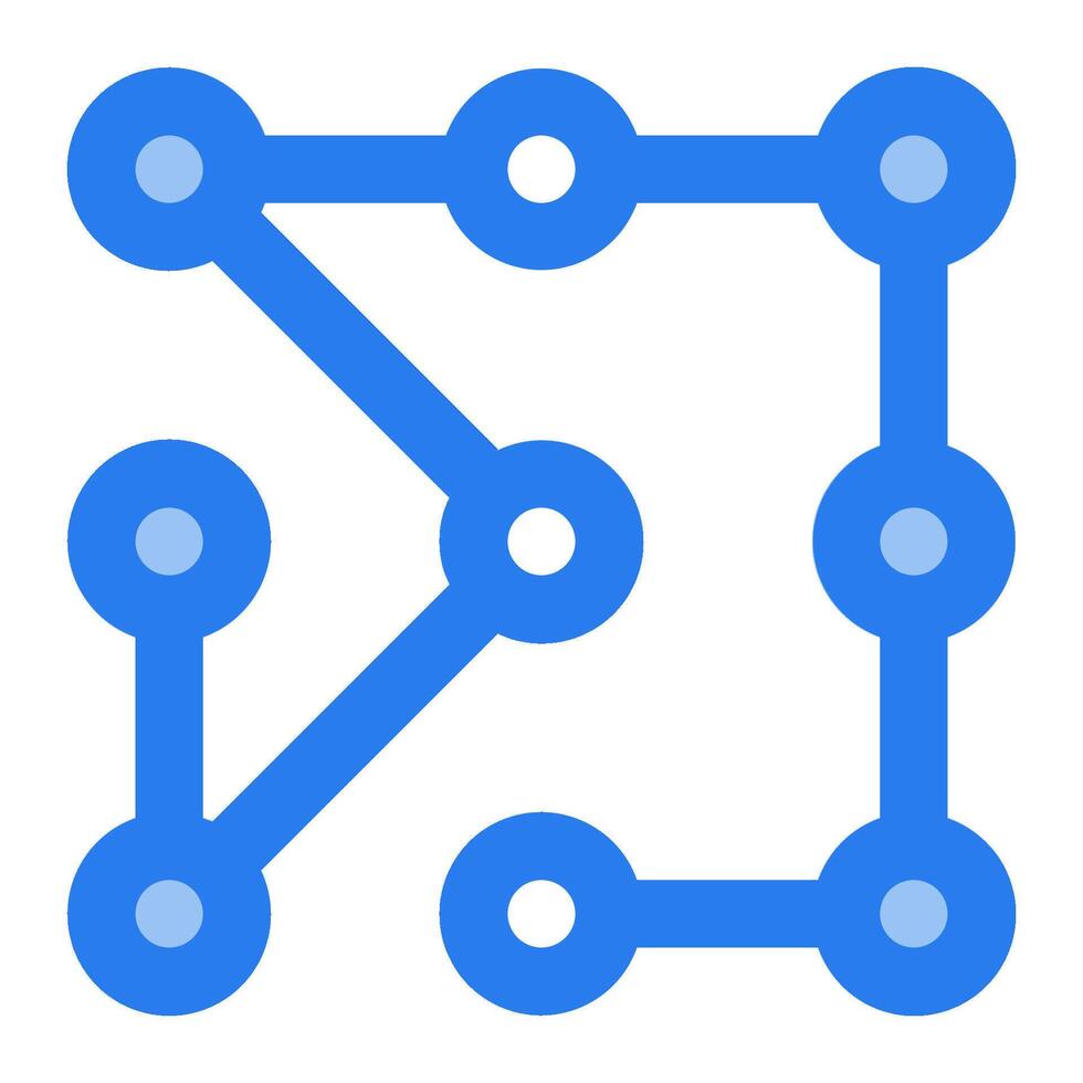 A blue and white icon with a circle and a line vector