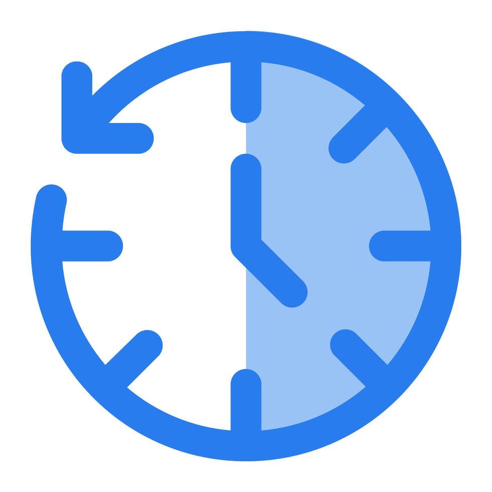 A clock icon with a blue arrow pointing to the left vector