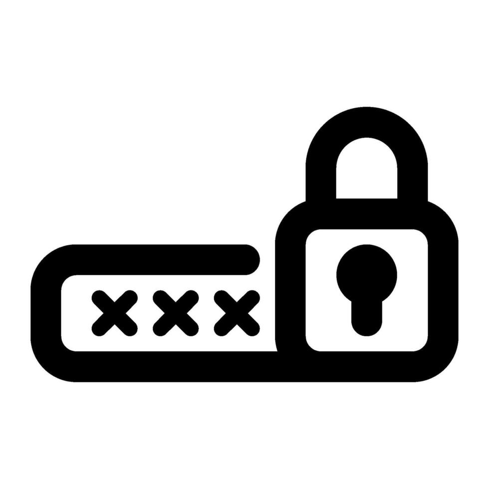 A black and white icon of a padlock vector