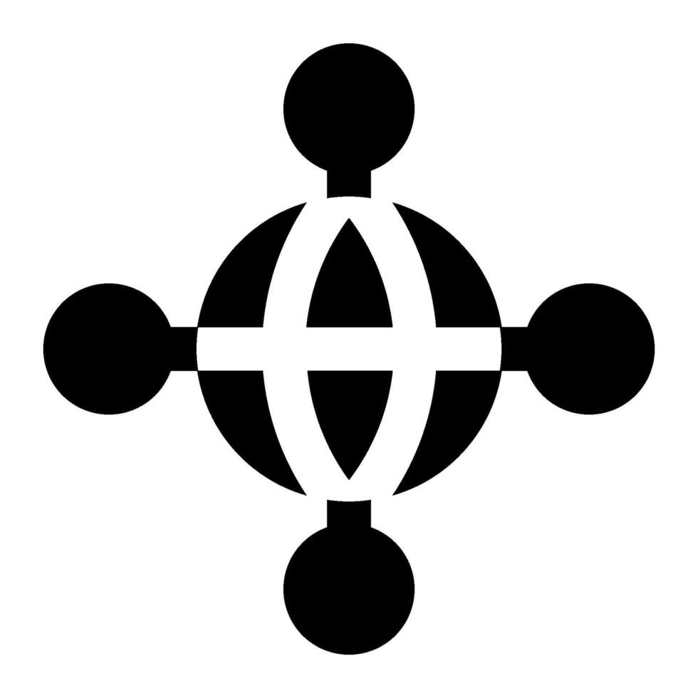 A black and white logo of a globe with four circles vector