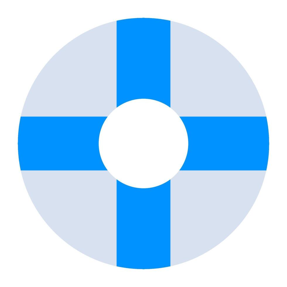 A blue and white circle with a cross in the center vector