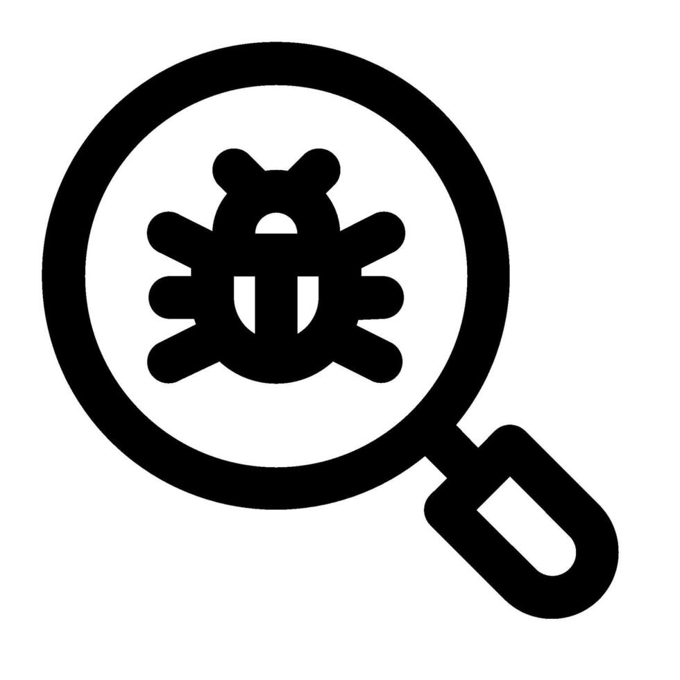 A magnifying bug icon on a white background vector