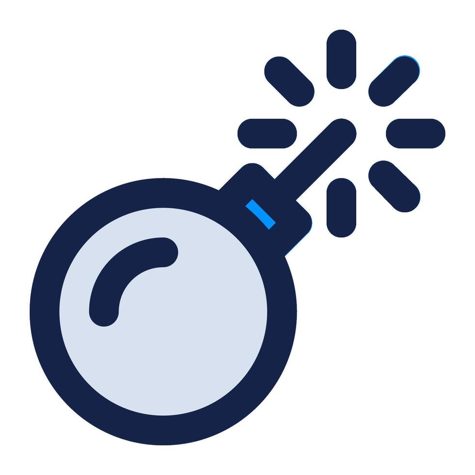 A bomb icon with a blue light vector
