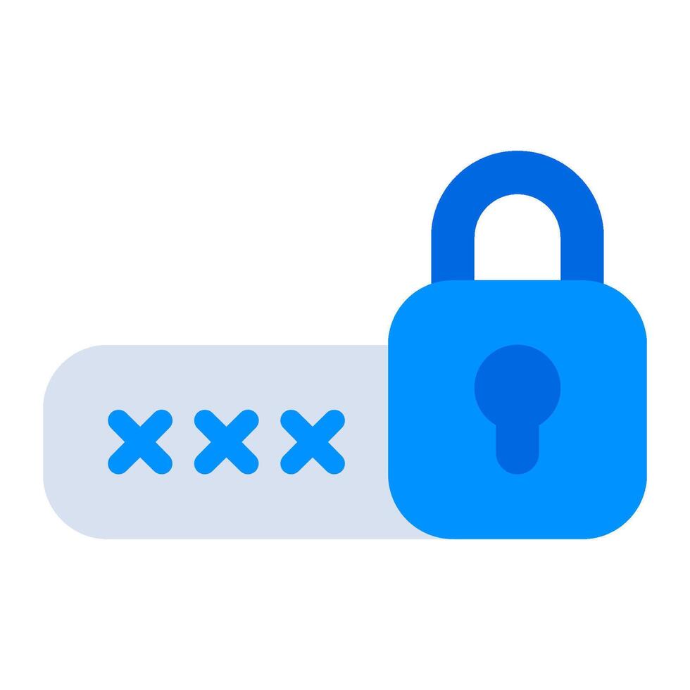 A blue lock with two crossed x's on it vector