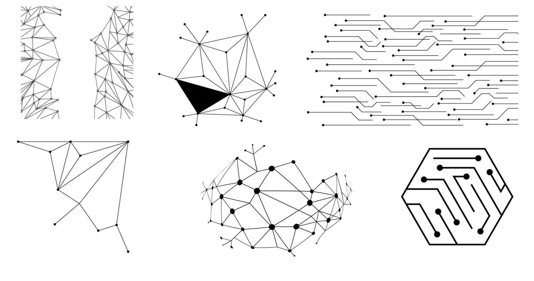 Digital backgrounds for data network structure illustration set. vector