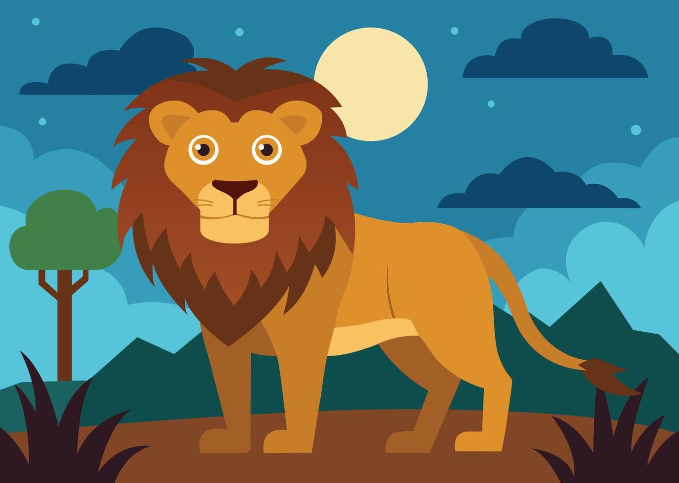Illustration of Scene with lion vector