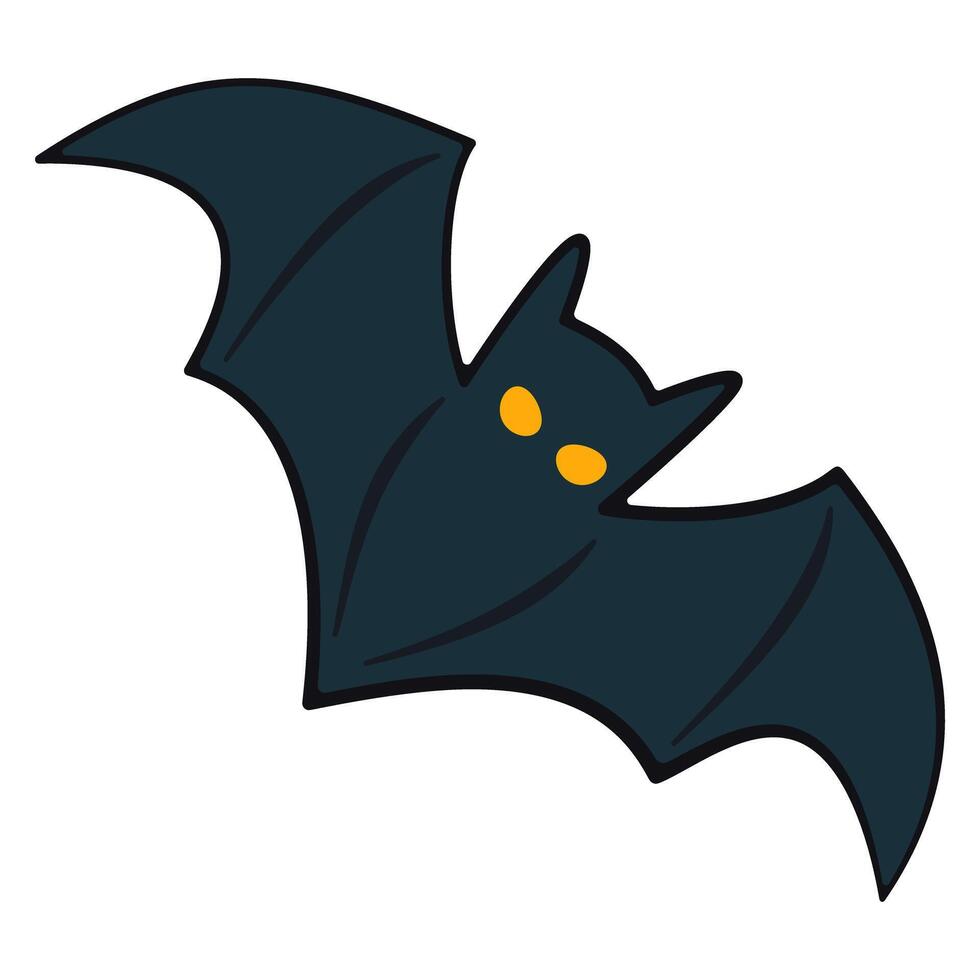Halloween bat with yellow eyes vector