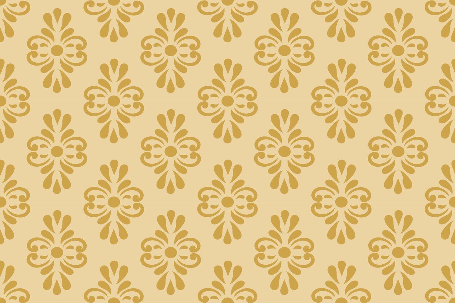 Golden flower damask seamless pattern for background. vector