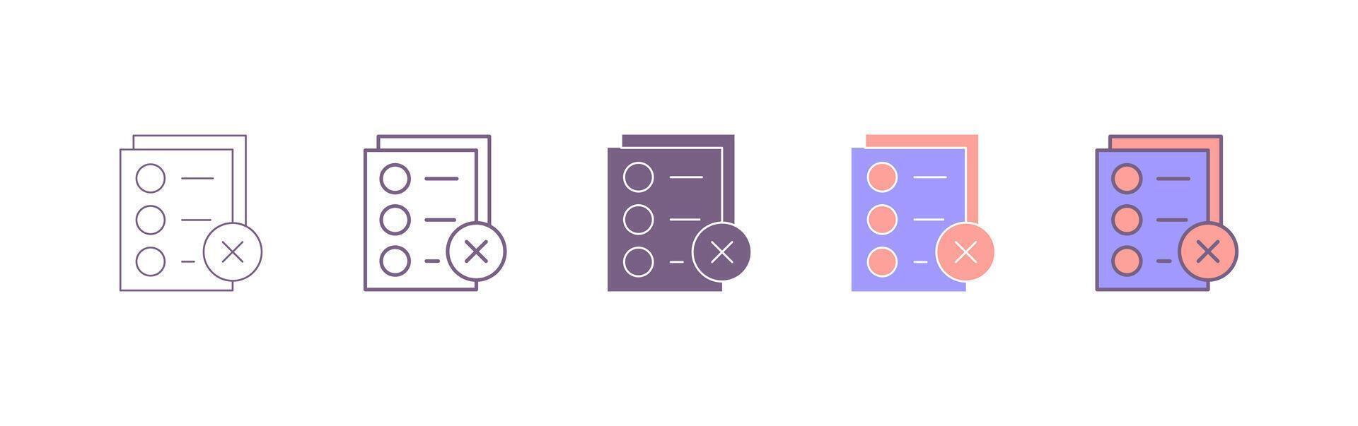 Simple Cancel Document icon. reject document. The icon can be used for websites, print templates, presentation templates, illustrations, etc vector