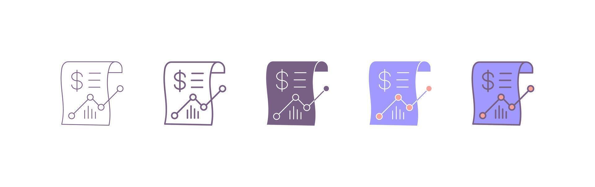 Financial report or income statement line art icon. graph diagram icon vector