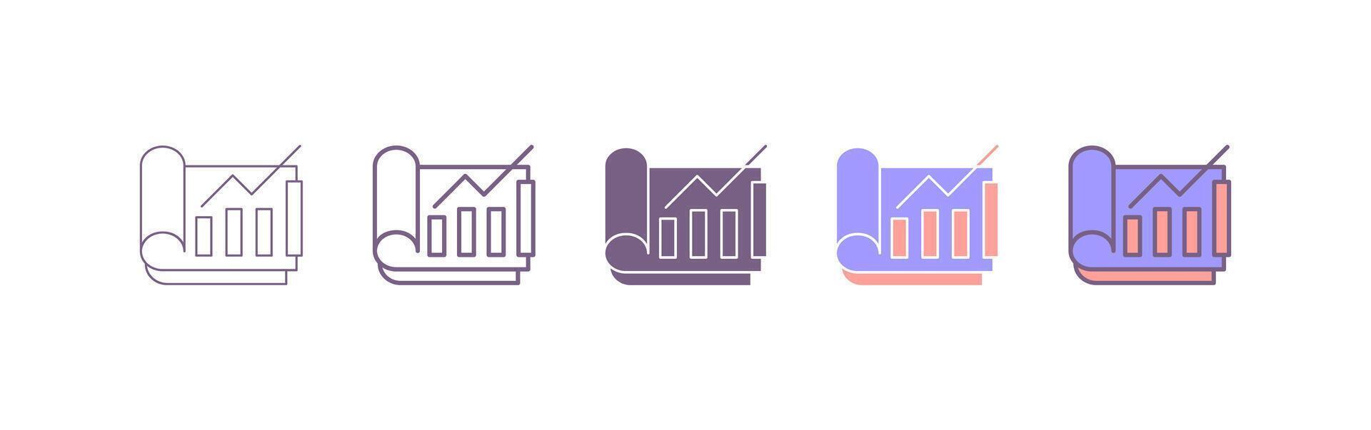 Financial report or income statement line art icon. graph diagram icon vector