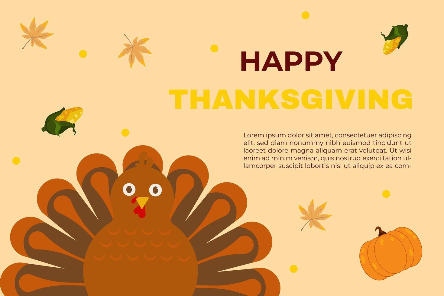 cute little turkey background vector