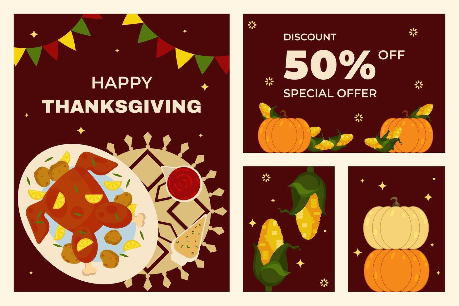 cute thanksgiving background for social media vector