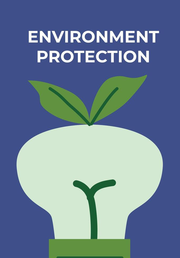 Environment protection concept with leaf growing inside light bulb vector