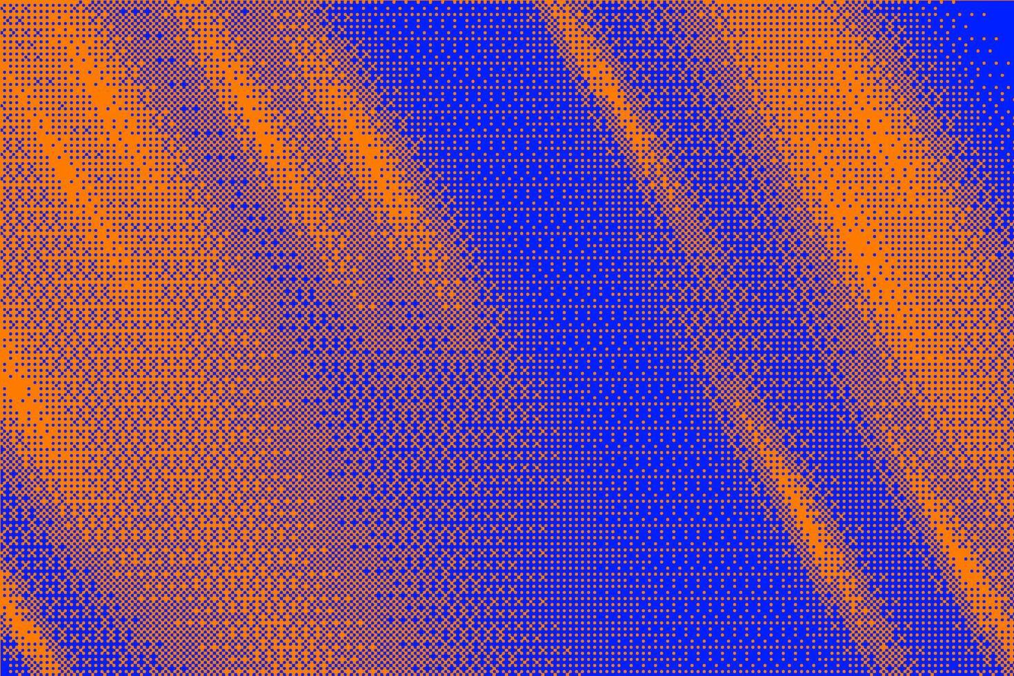 Pixel bitmap background with retro dotted pattern. Blue and orange gradation abstract gradation. Noise effect dither halftone striped wallpaper vector
