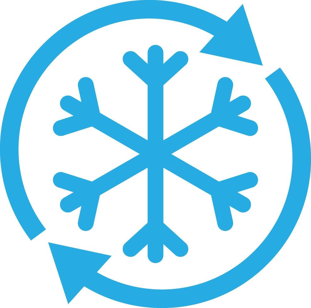 Defrost icon . Auto cooling icon . Freezer control symbol icon . Snowflake icon with rotation arrows . illustration vector