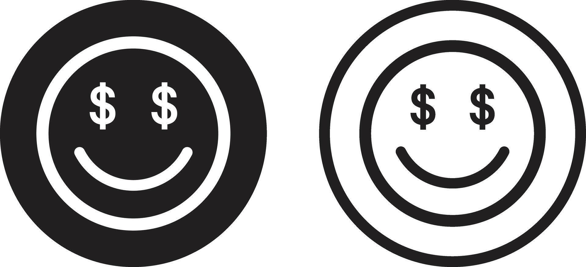 Investor happy face icon set in two styles isolated on white background . Smiling investor face icon vector