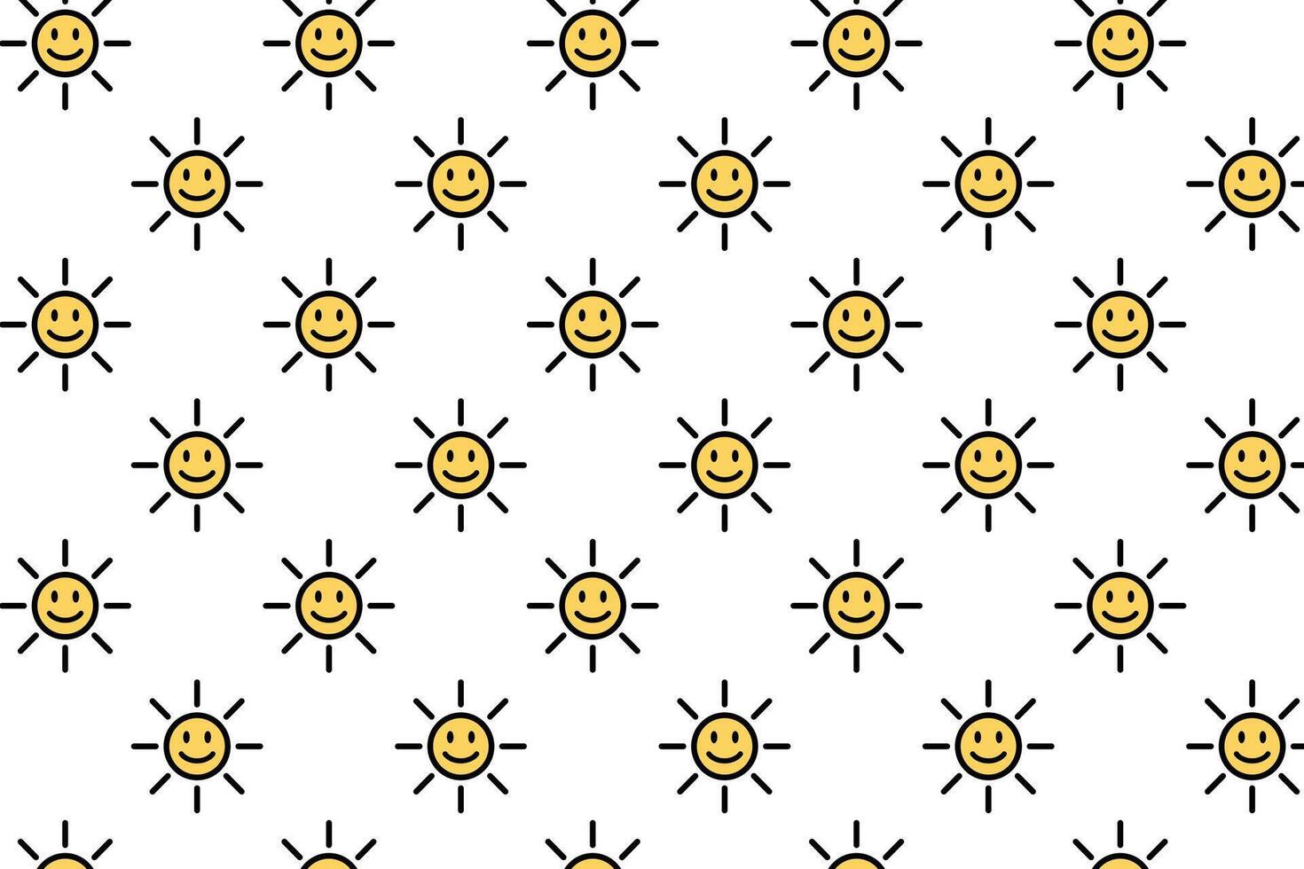 Smiling sun pattern . Smiling sun background . Happy sun pattern . illustration vector