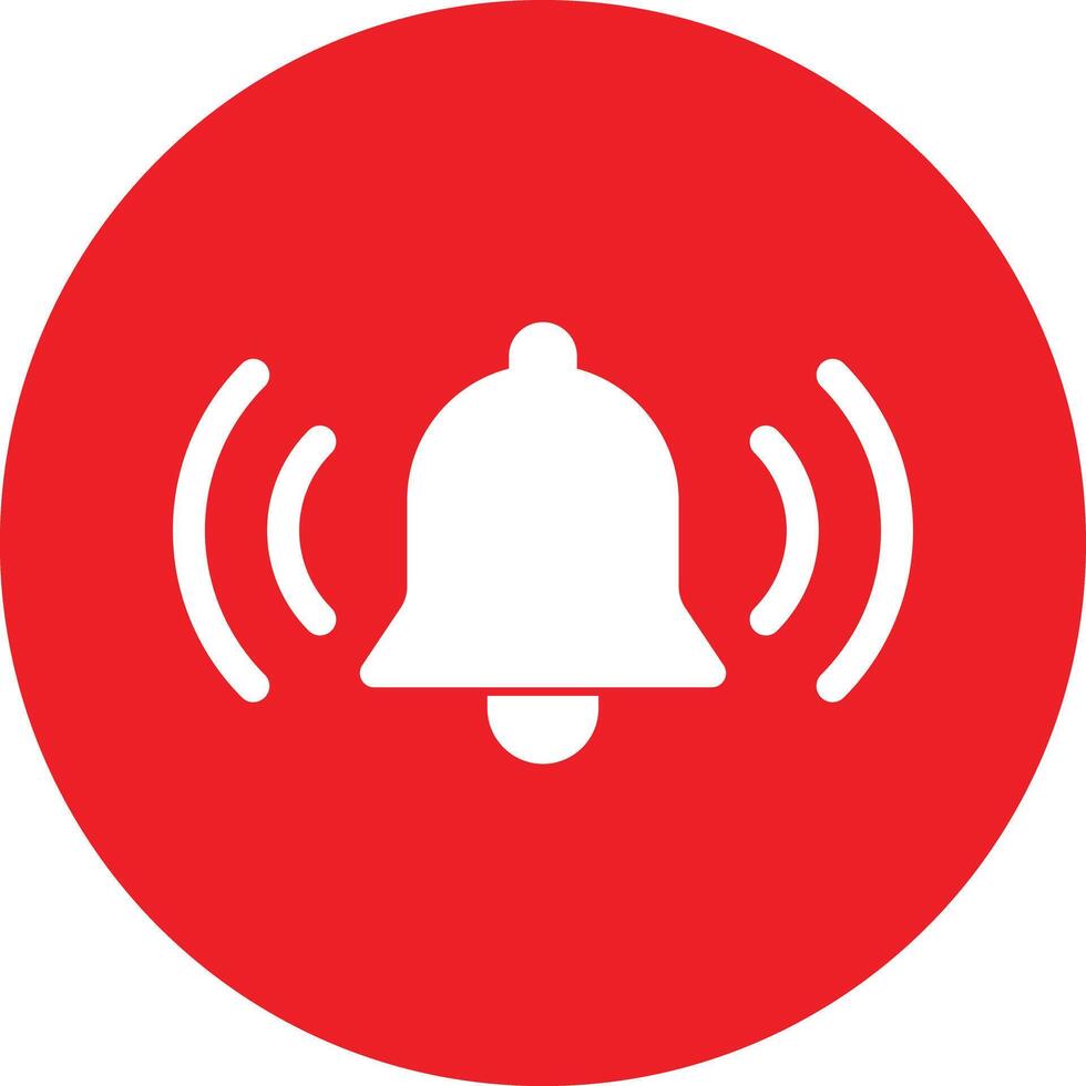Red notification bell icon isolated on white background . Red round bell button icon vector