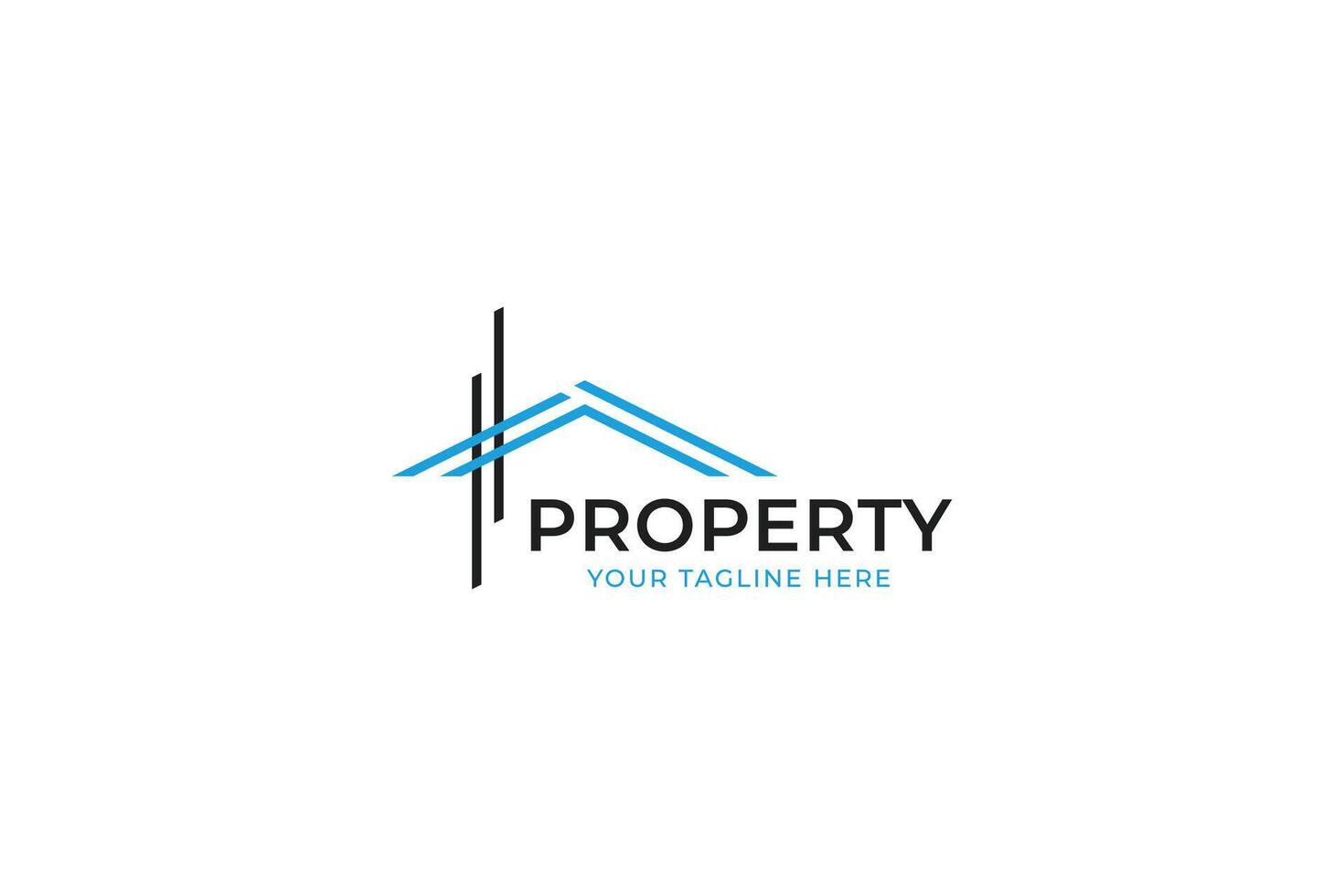 Modern Real Estate and Property Logo Minimalist House Roof Icon in Blue vector