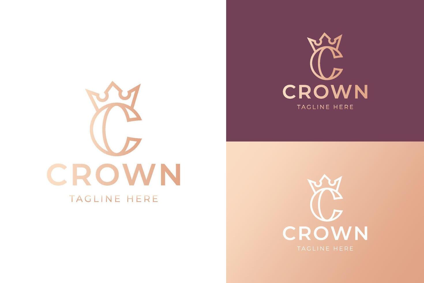 Letter C Logo with a Minimalist Crown Linear Style Gold and Elegant Brand Identity vector