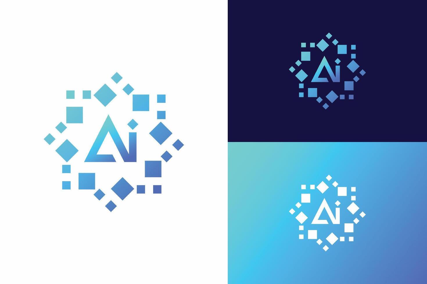 Logo Artificial Intelligence with Clean Design and Geometric Elements Arranged Symmetrically vector