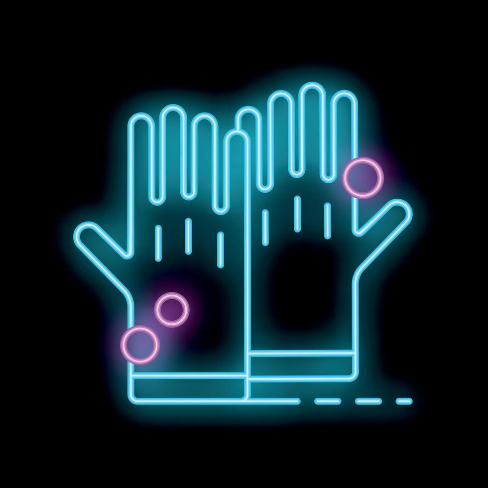 Neon icon of hands with psoriasis showing redness and irritation vector